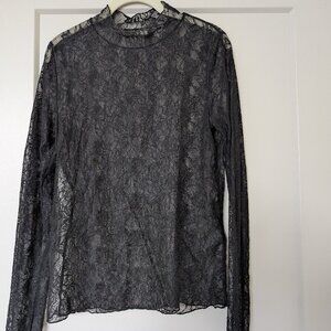 Black Lace Anthropologie Top M